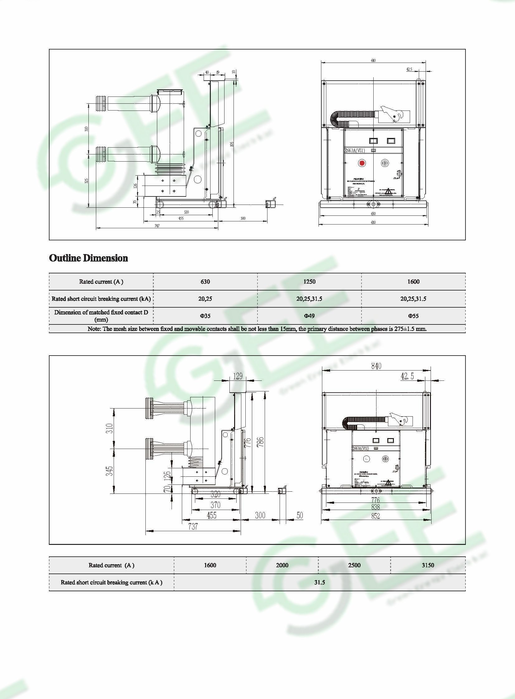 VS1-24 Withdrawable indoor VCB vacuum circuit breaker插图