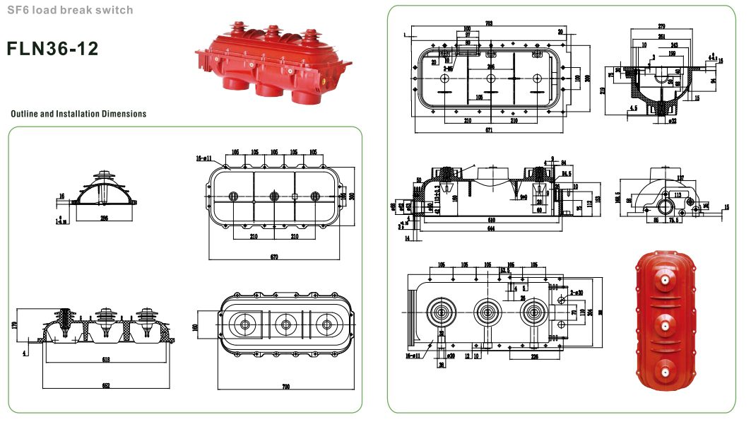 FLN36-12/FLRN36-12 for SF6 Gas Insulated Load Break Switch插图