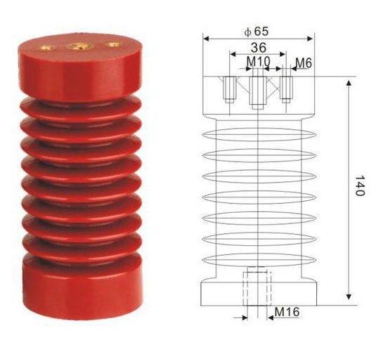 10Qɸ65*140 12KV Medium Voltage Indoor Epoxy Resin Electrical Insulator/Busbar Support Insulator插图