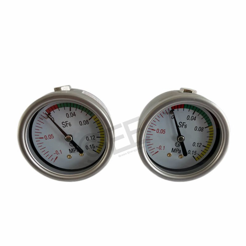 SF6 Gas Density Meter 60mm Ring Main Unit / Gas Insulated Cabinet Sulfur Hexafluoride Air Pressure Monitoring Alarm Barometer