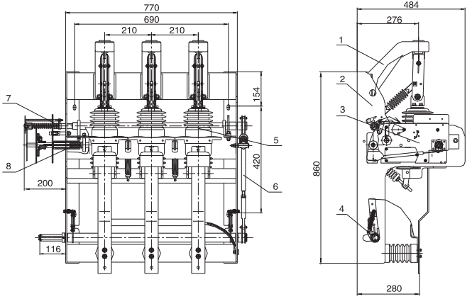 Sealed vacuum load break switch VFXJ-12RD插图2
