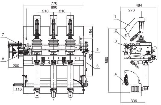Sealed vacuum load break switch VFXJ-12RD插图1