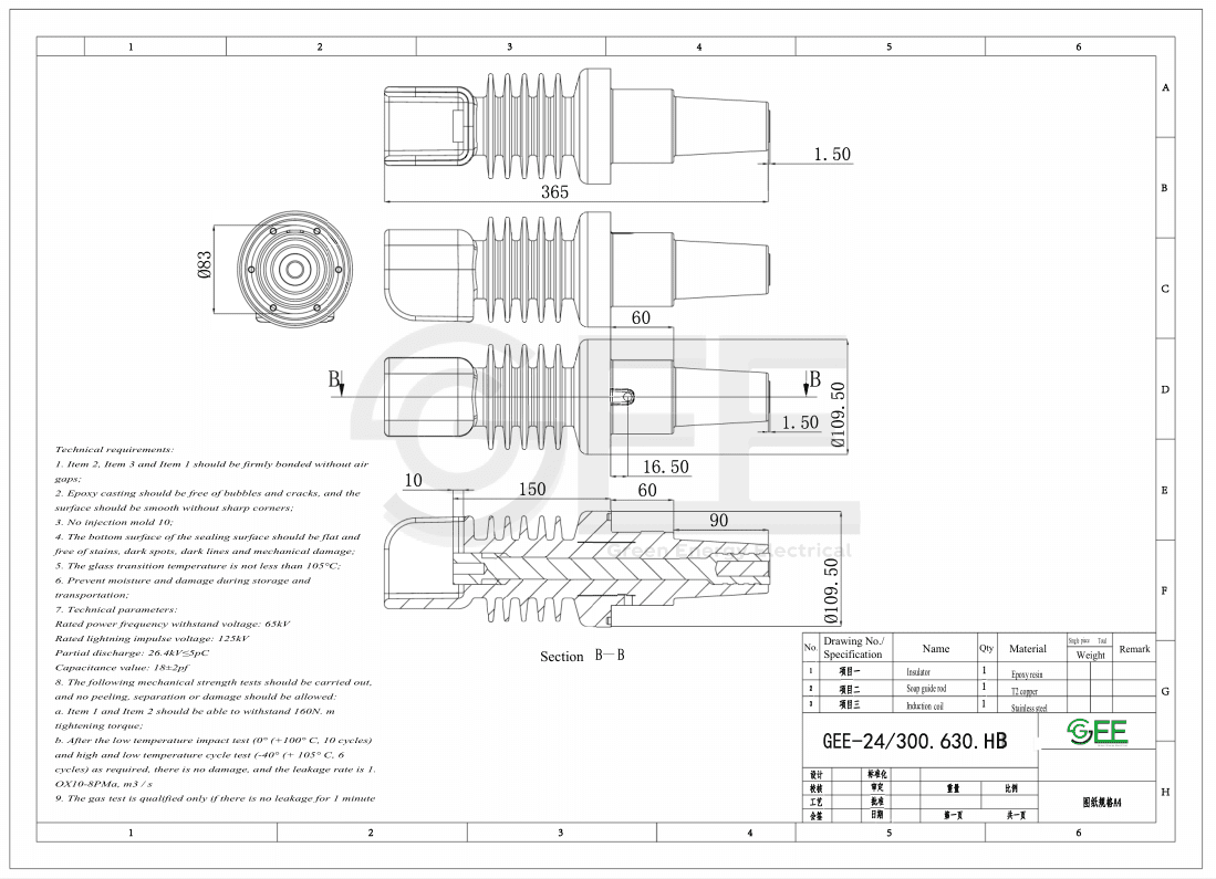 24KV SF6 FREE RMU Bushing插图